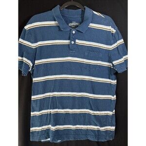 Y2K Aeropostale Polo Men’s L Striped Blue Collared Shirt Preppy